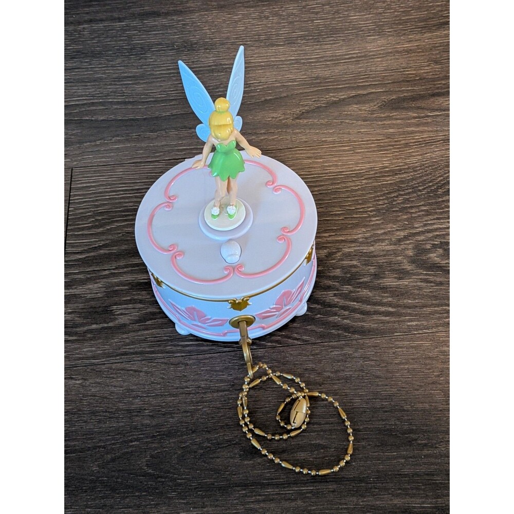 Disney Tinker Bell Key-Wind Music Box, Pink/White, Interchangeable Figures